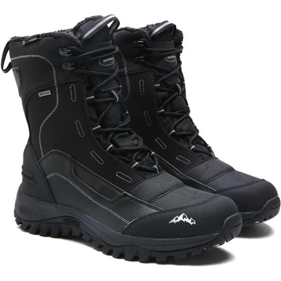 Men\'s Snow Boots Waterproof Insulated Winter Black Hiking Rubber Fur lined main image 4
